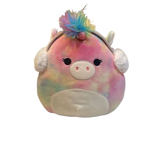Squishmallows Esmeralda the Unicorn Rainbow Tie Dye Plush Pillow - Picture 1 of 8
